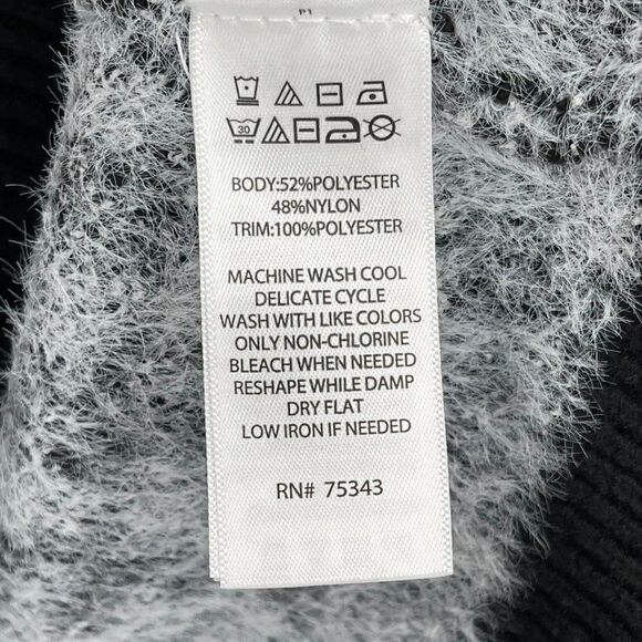 Tahari Houndstooth Eyelash V-Neck Button Up Cardigan Sweater Soft White Black XS - Picture 10 of 10